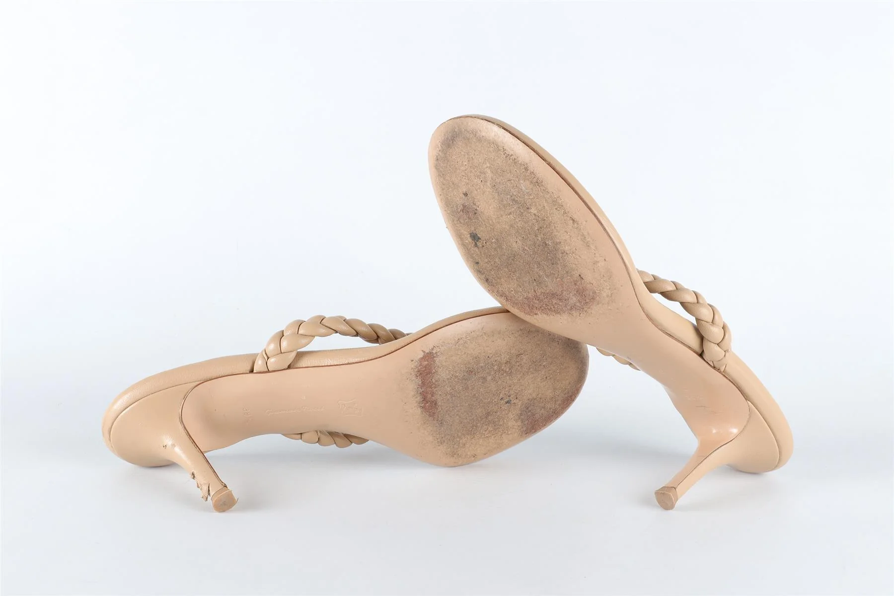 GIANVITO ROSSI NUDE LEATHER THONG SANDALS EU 39.5 UK 6.5 US 9.5 - Image 6