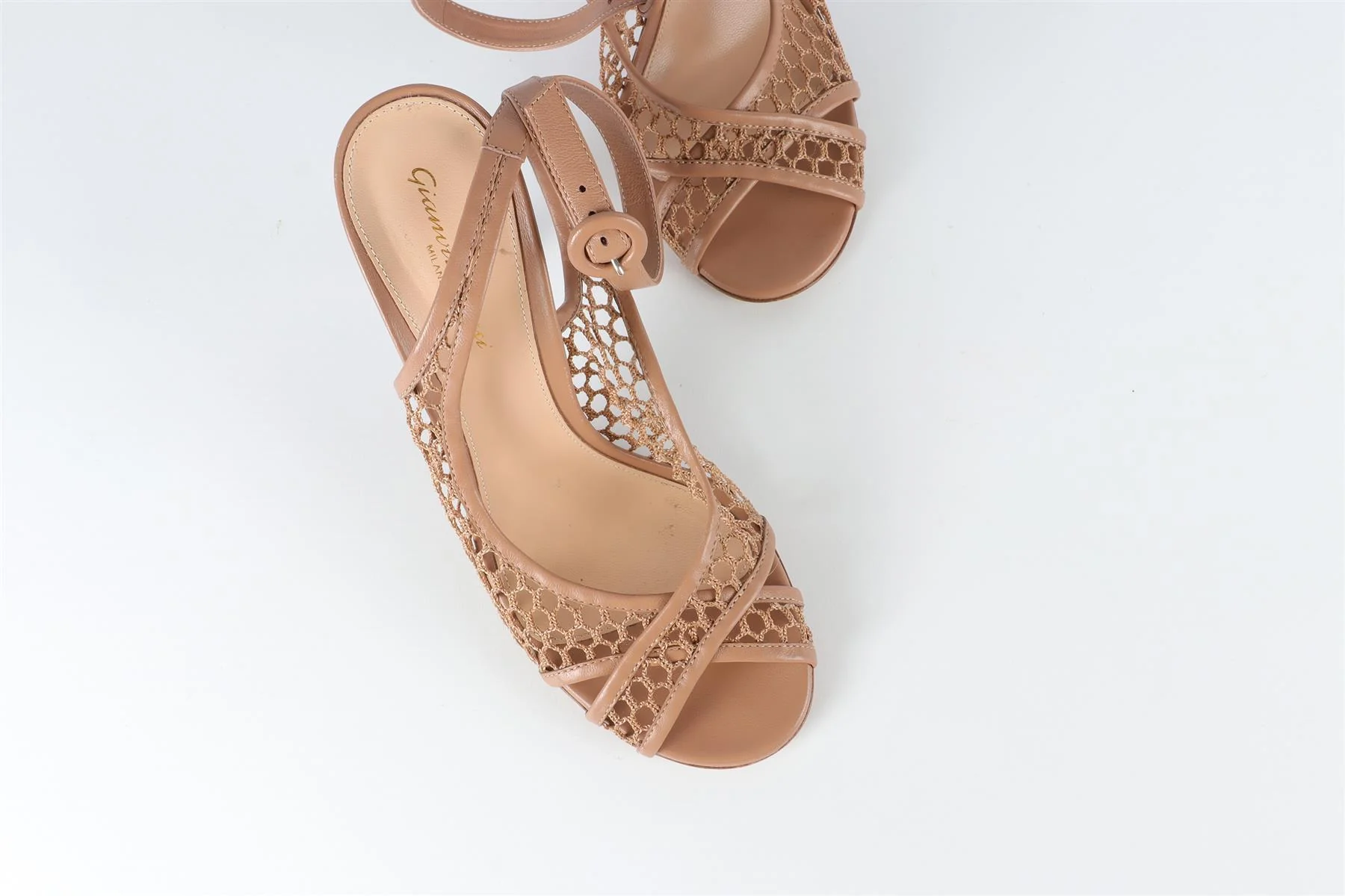 GIANVITO ROSSI NUDE MESH SANDALS EU 39.5 UK 6.5 US 9.5 - Image 4