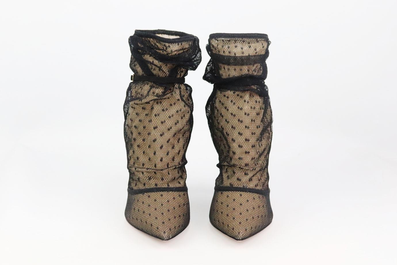 GIANVITO ROSSI POLKA DOT TULLE AND SUEDE ANKLE BOOTS EU 38.5 UK 5.5 US 8.5 - Image 3