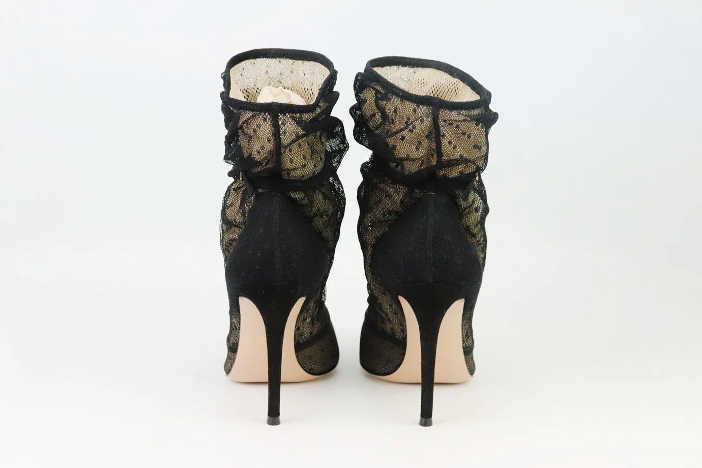 GIANVITO ROSSI POLKA DOT TULLE AND SUEDE ANKLE BOOTS EU 38.5 UK 5.5 US 8.5 - Image 4