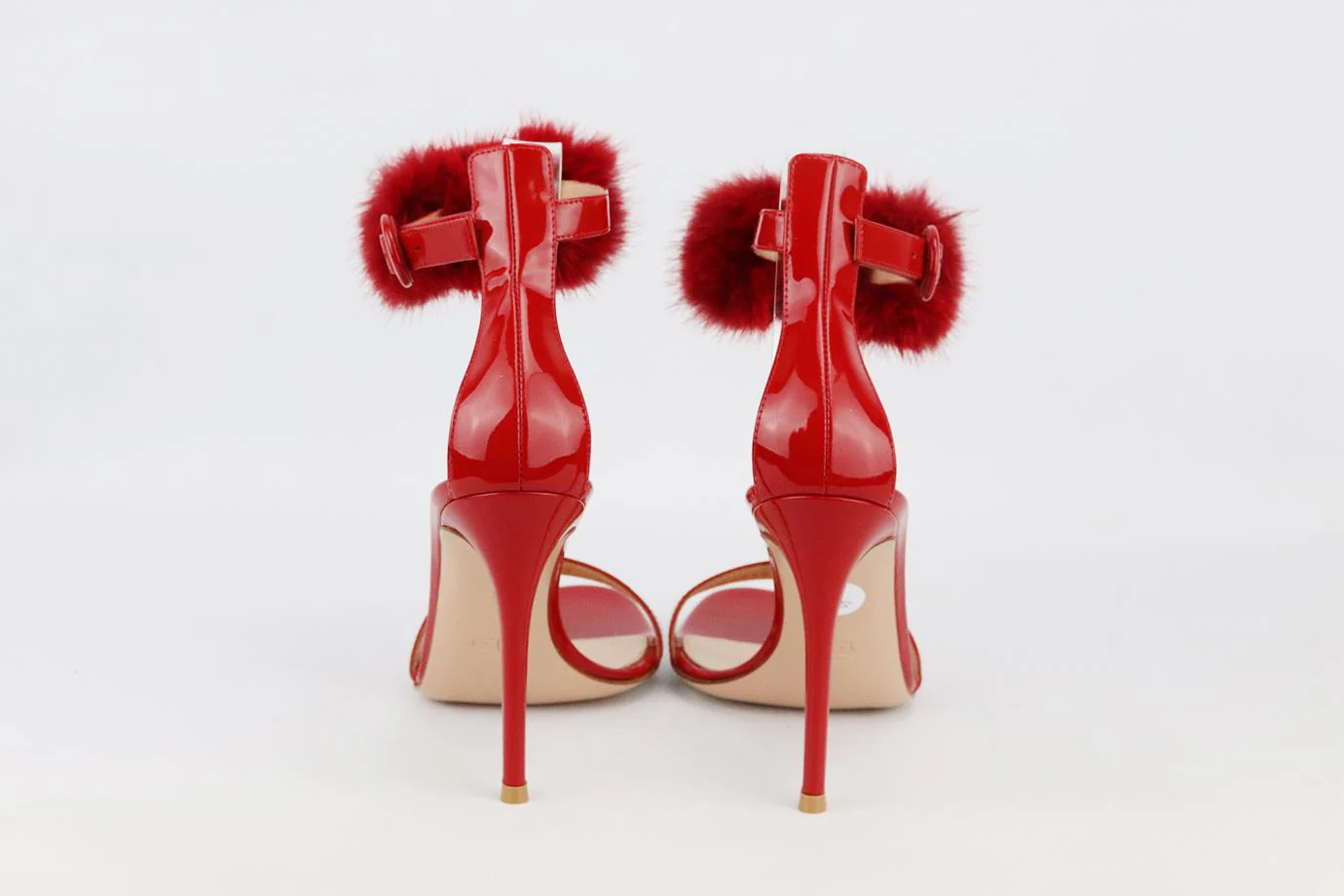 GIANVITO ROSSI PORTOFINO FUR AND PATENT LEATHER SANDALS EU 38 UK 5 US 8 - Image 4