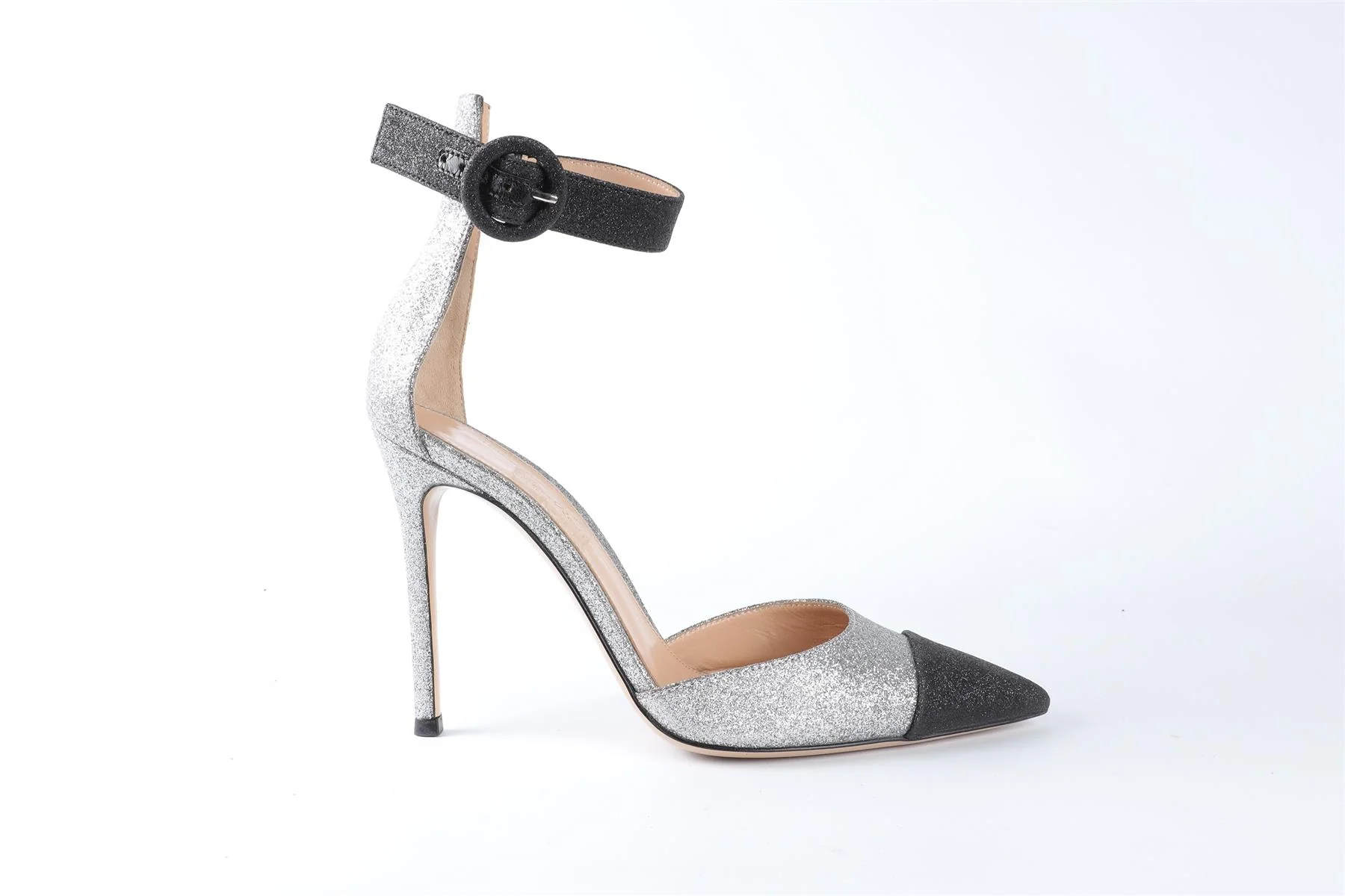 GIANVITO ROSSI SILVER GLITTER PUMPS EU 37 UK 4 US 7 - Image 2