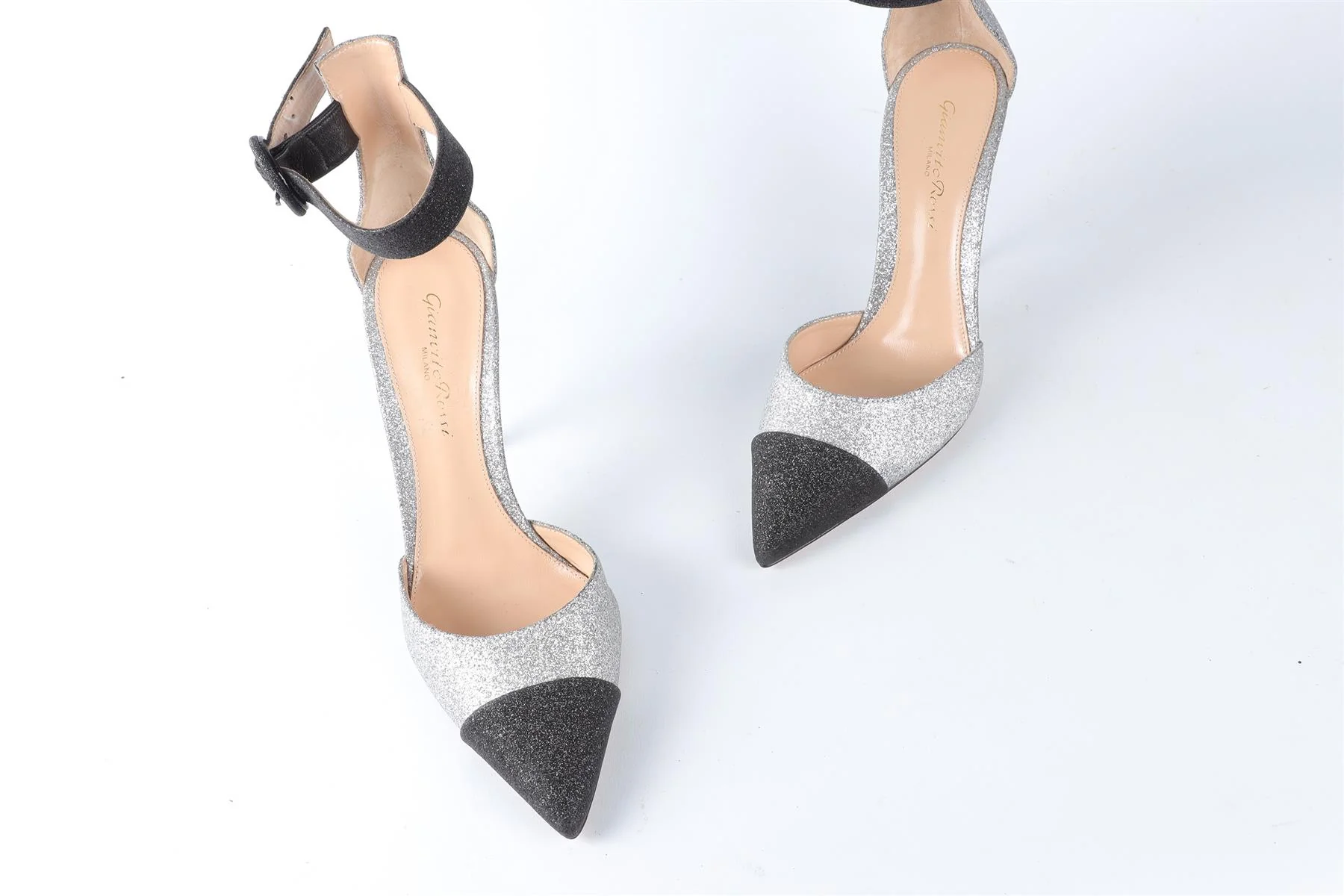 GIANVITO ROSSI SILVER GLITTER PUMPS EU 37 UK 4 US 7 - Image 4