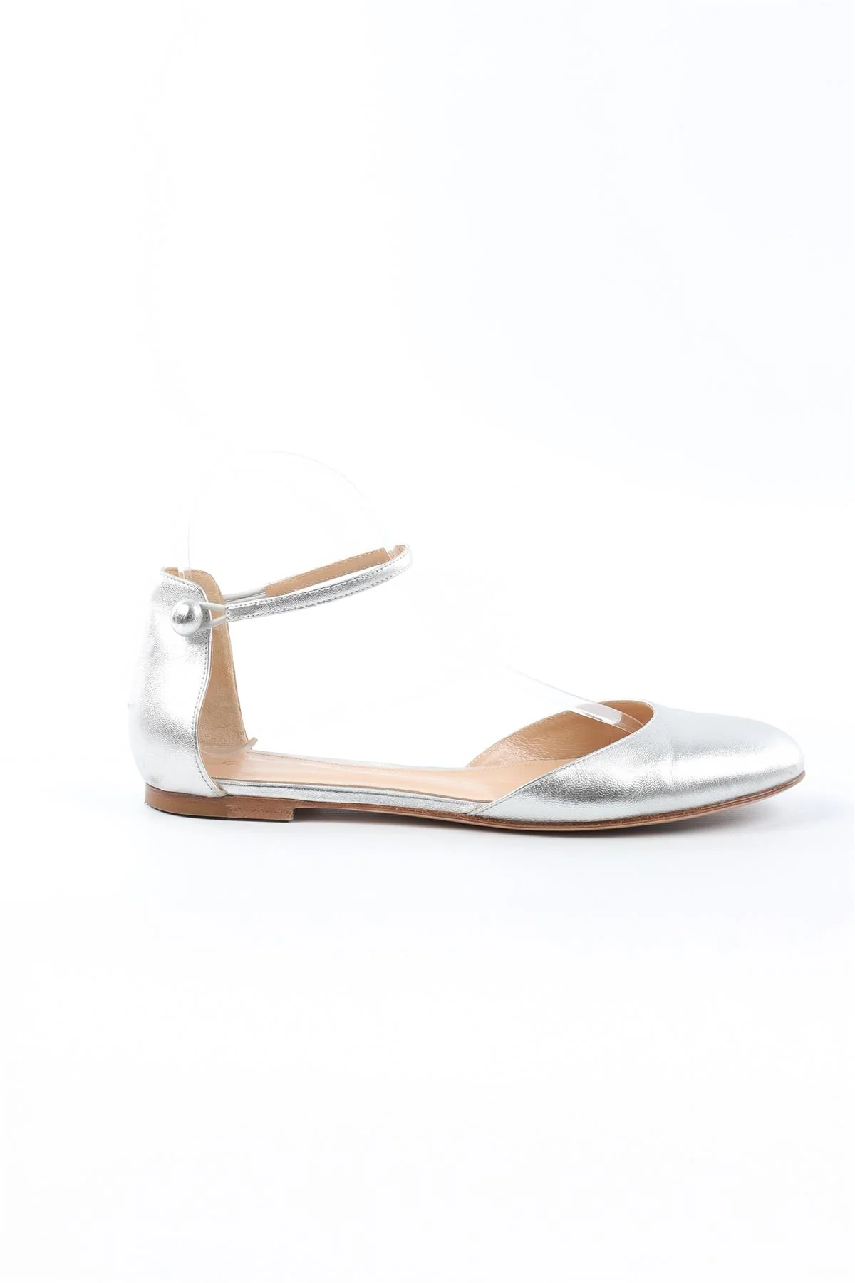 GIANVITO ROSSI SILVER LEATHER FLATS EU 37.5 UK 4.5 US 7.5 - Image 2