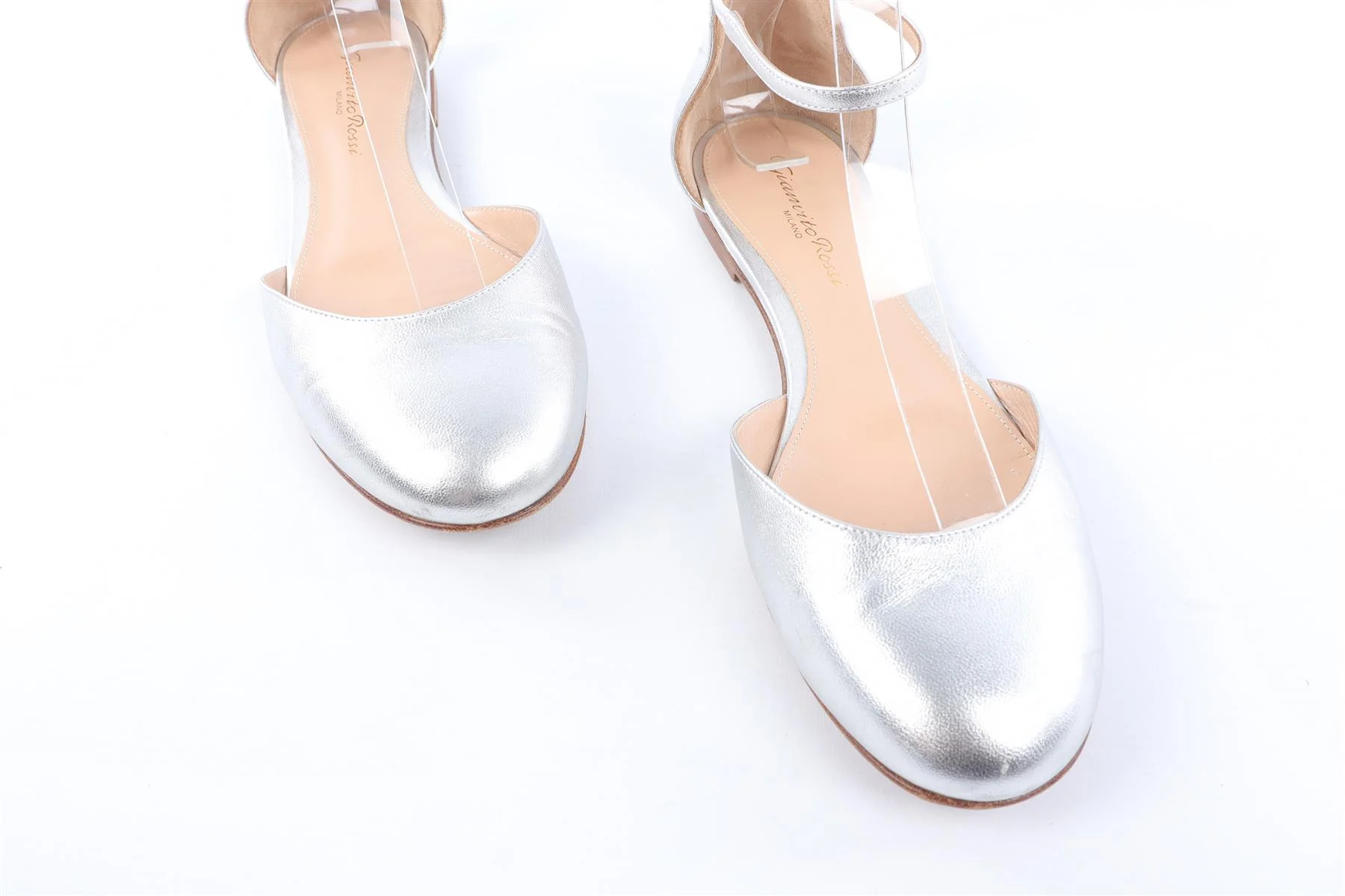 GIANVITO ROSSI SILVER LEATHER FLATS EU 37.5 UK 4.5 US 7.5 - Image 5