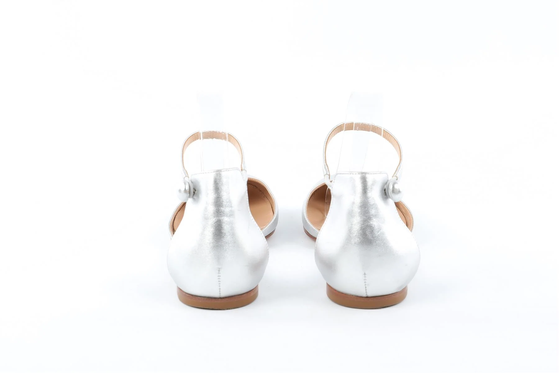 GIANVITO ROSSI SILVER LEATHER FLATS EU 37.5 UK 4.5 US 7.5 - Image 6