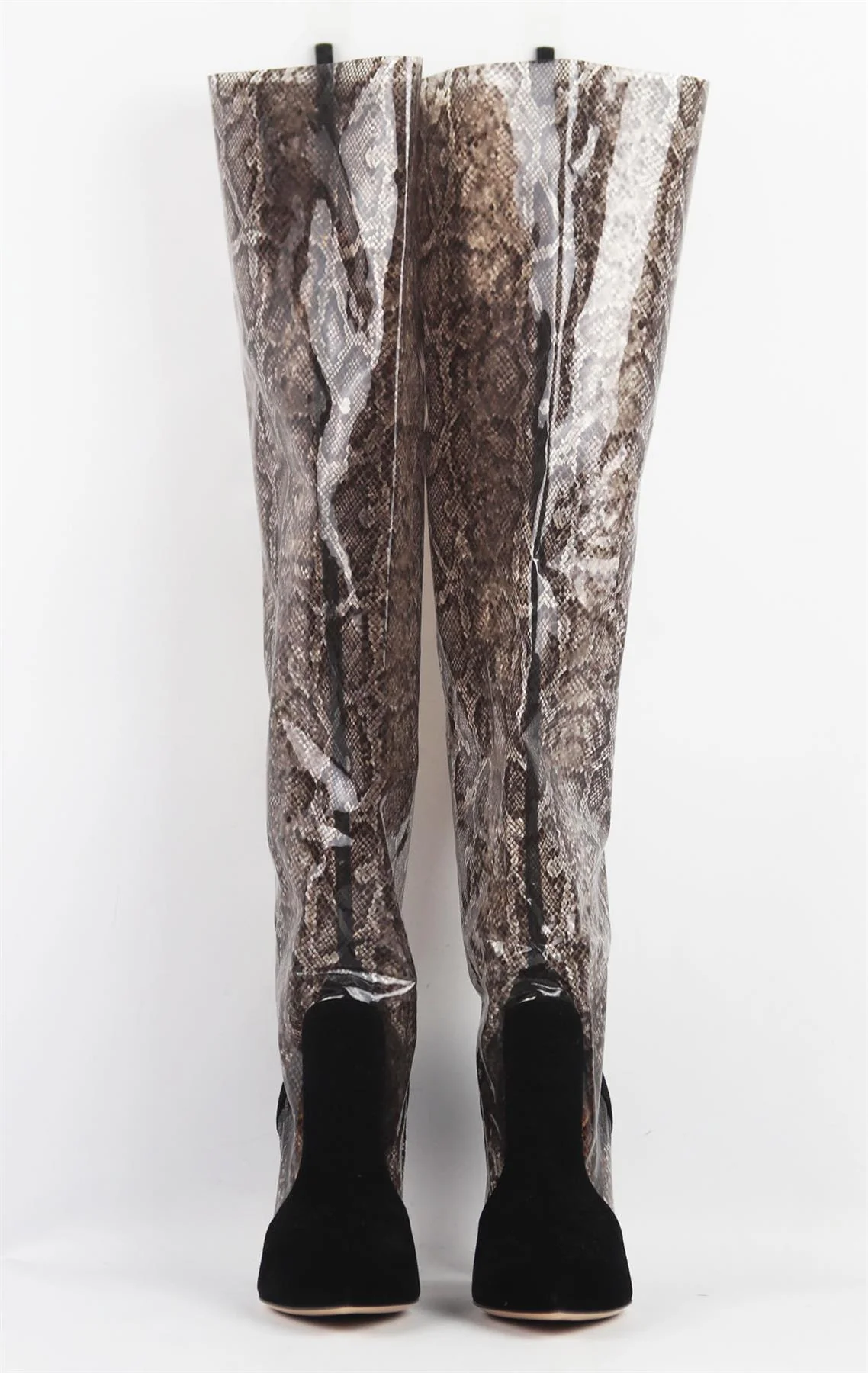 GIANVITO ROSSI SNAKE PRINTED PVC AND SUEDE BOOTS EU 38 UK 5 US 8 - Image 3