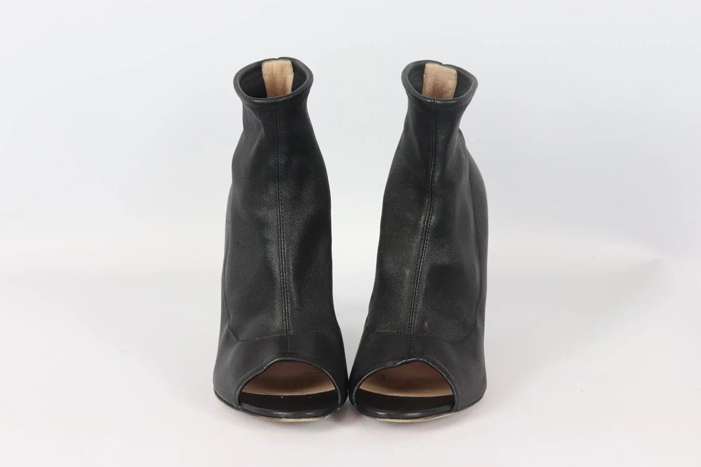 GIANVITO ROSSI STRETCH LEATHER PEEP TOE ANKLE BOOTS EU 38.5 UK 5.5 US 8.5 - Image 3