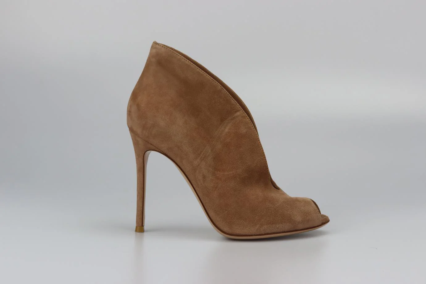 GIANVITO ROSSI SUEDE PEEP TOE ANKLE BOOTS EU 38.5 UK 5.5 US 8.5 - Image 2