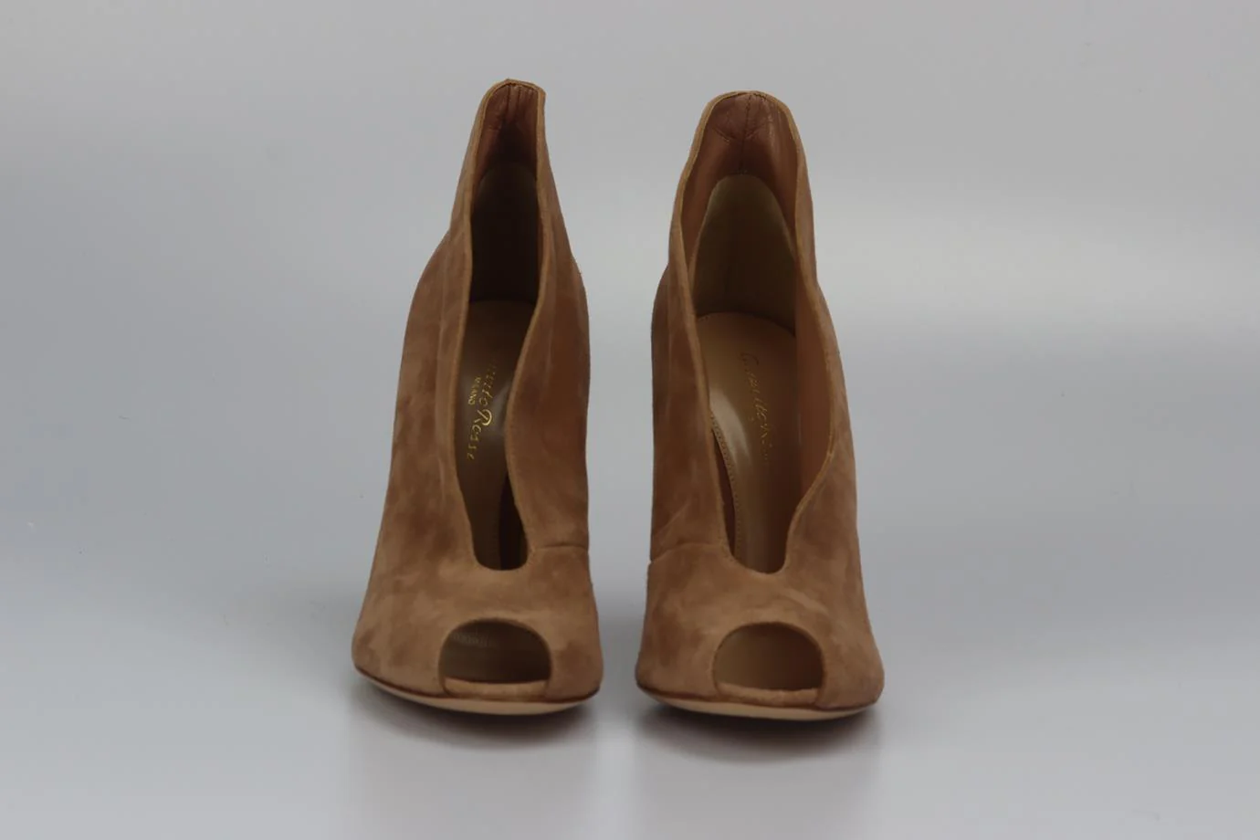 GIANVITO ROSSI SUEDE PEEP TOE ANKLE BOOTS EU 38.5 UK 5.5 US 8.5 - Image 3