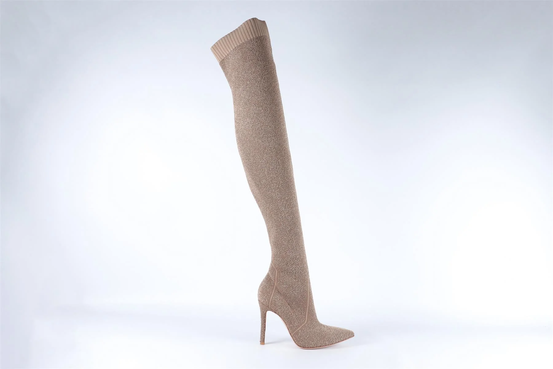 GIANVITO ROSSI TAN KNIT OVER THE KNEE BOOTS EU 38 UK 5 US 8 - Image 2