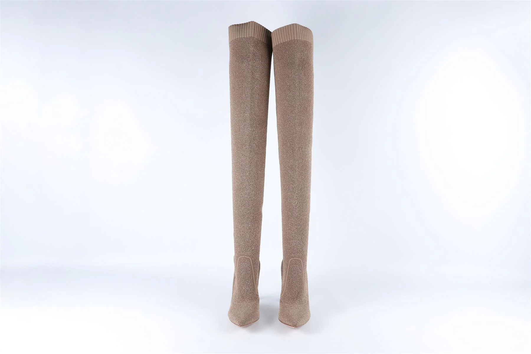GIANVITO ROSSI TAN KNIT OVER THE KNEE BOOTS EU 38 UK 5 US 8 - Image 3