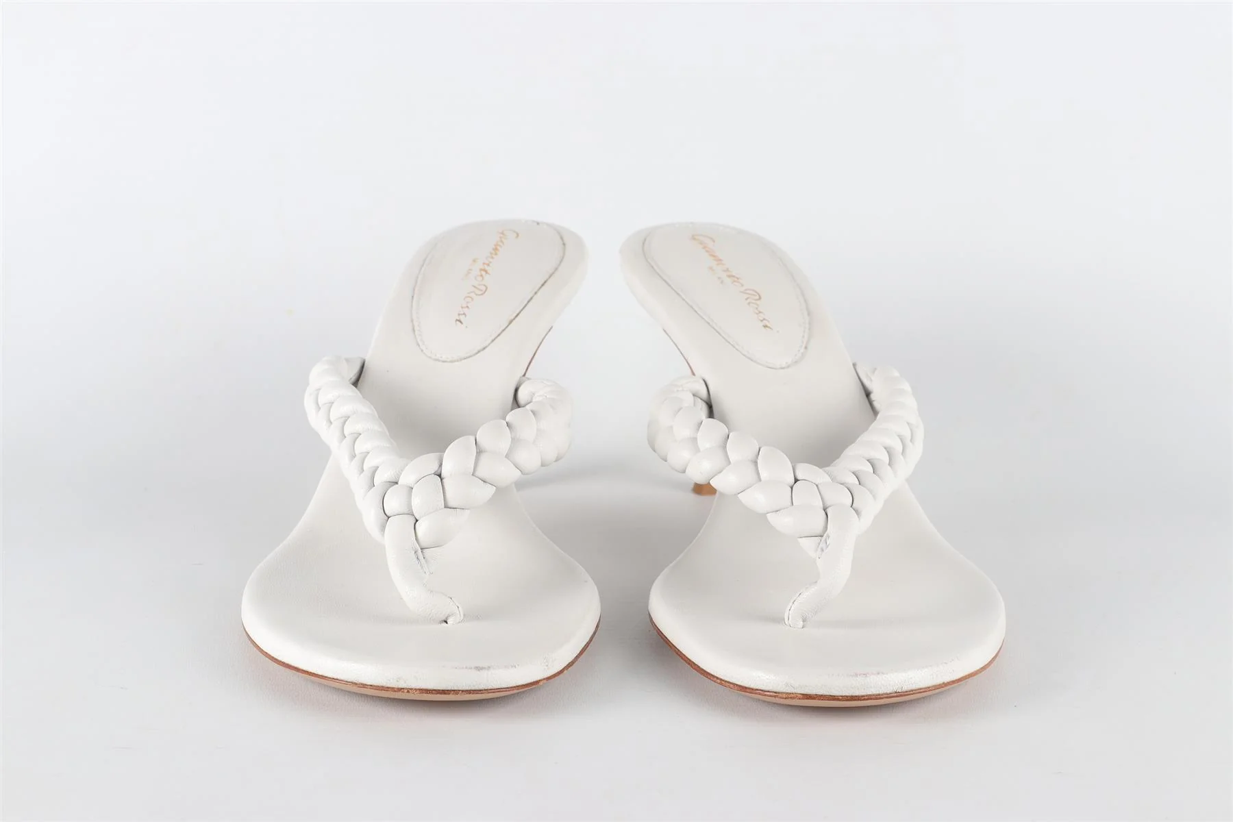 GIANVITO ROSSI WHITE LEATHER THONG SANDALS EU 39 UK 6 US 9 - Image 3