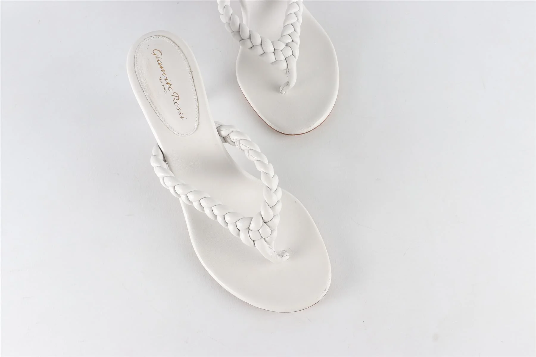 GIANVITO ROSSI WHITE LEATHER THONG SANDALS EU 39 UK 6 US 9 - Image 4