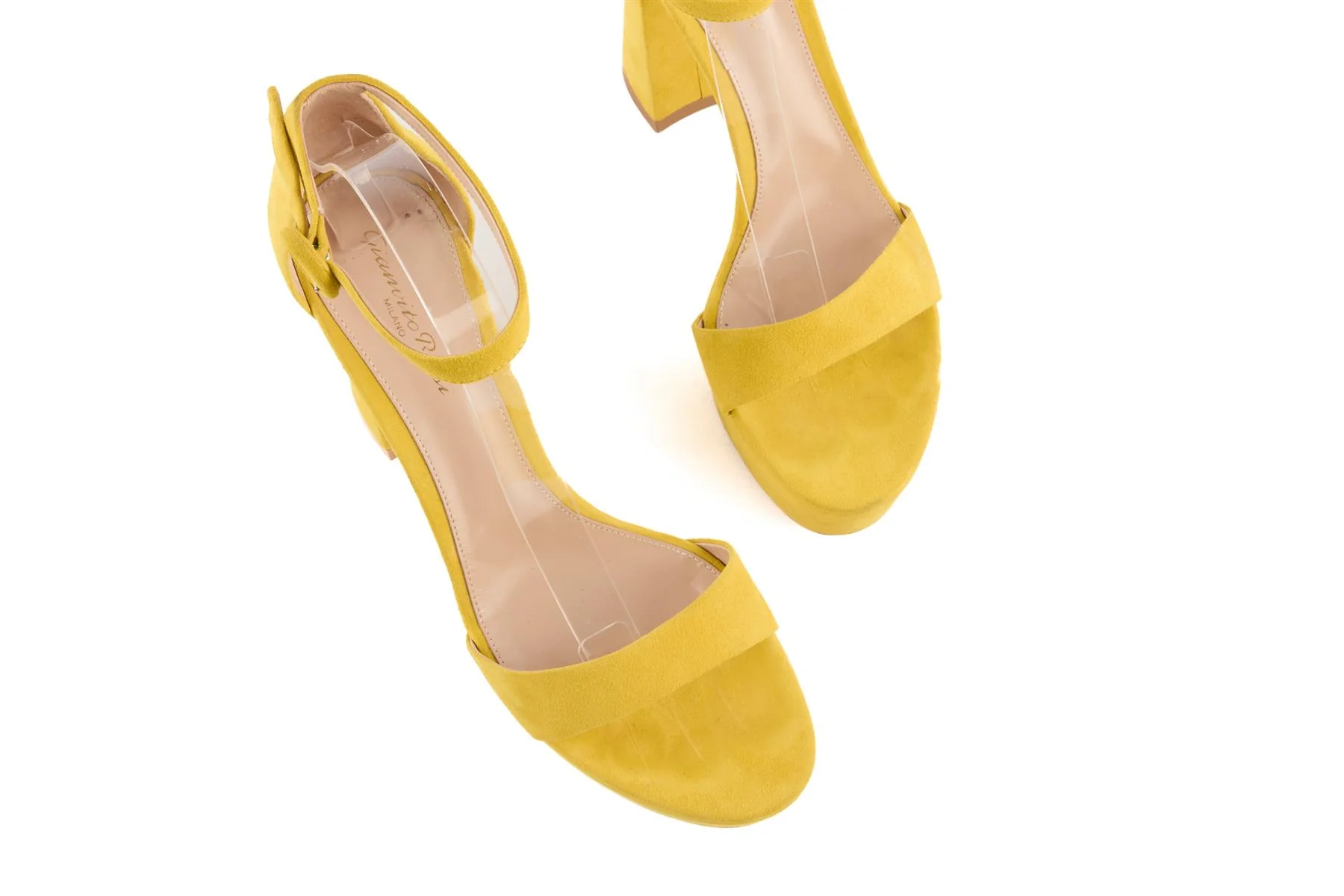 GIANVITO ROSSI YELLOW SUEDE PLATFORM SANDALS EU 39.5 UK 6.5 US 9.5 - Image 4
