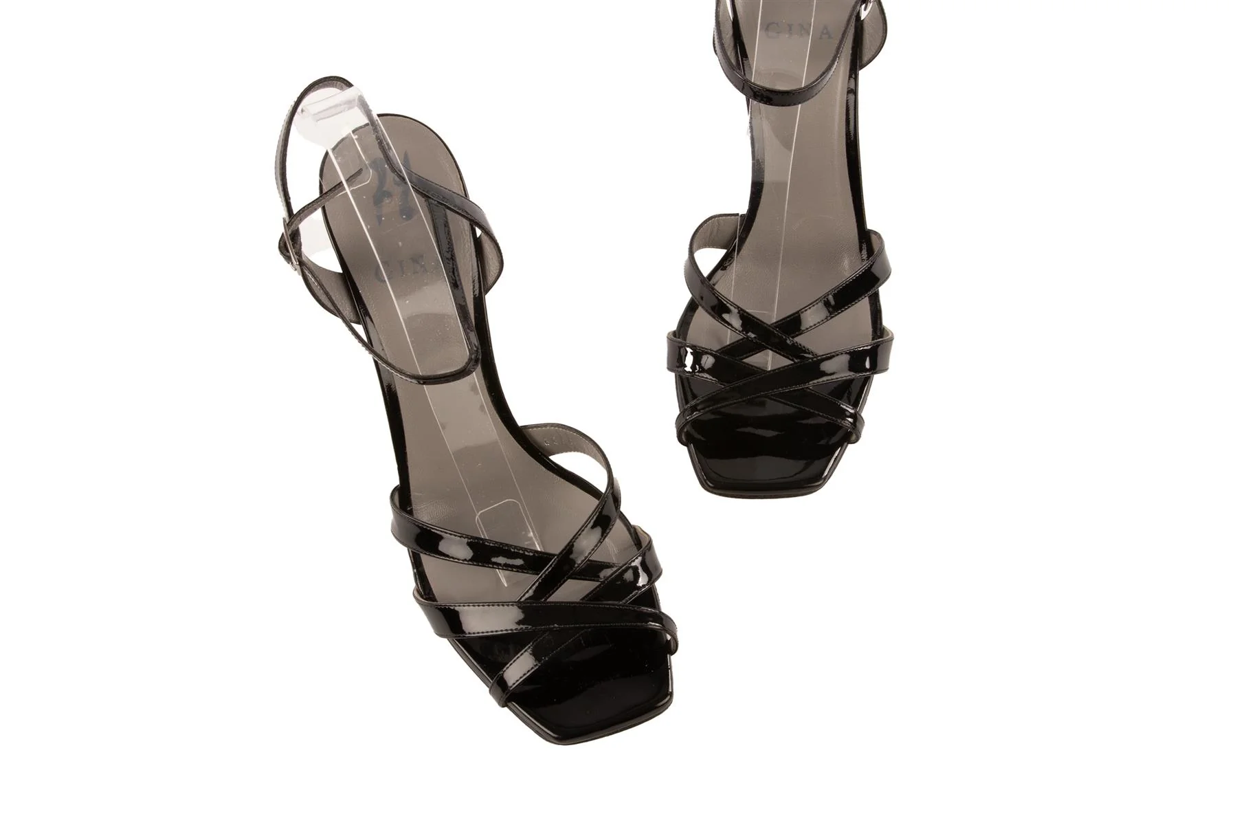 GINA BLACK PATENT LEATHER SANDALS EU 40 UK 7 US 10 - Image 4