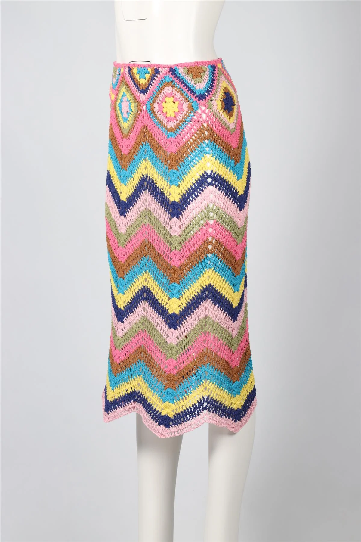 GINIE ET LOLOTTE MULTICOLOURED CROCHET MIDI SKIRT ONE SIZE - Image 3