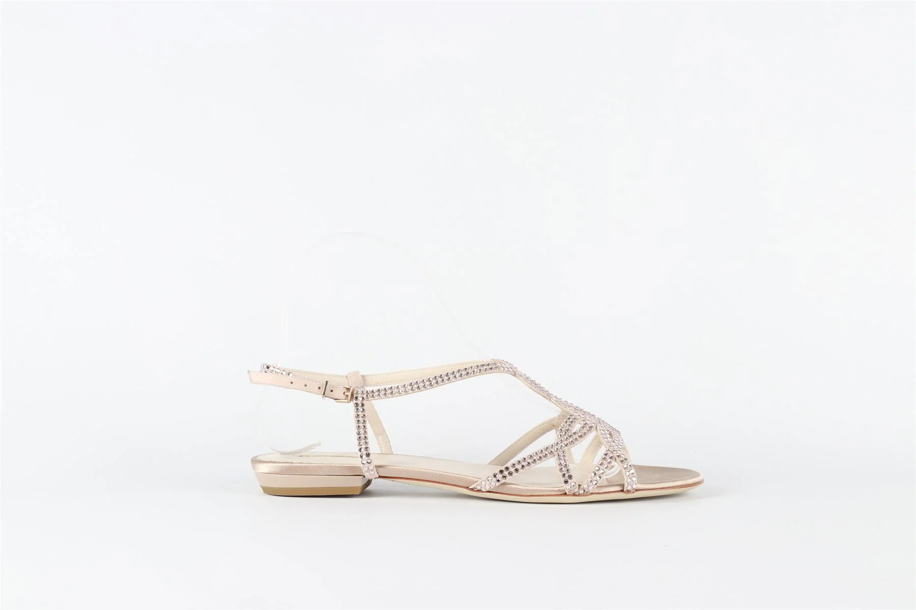 GIORGIO ARMANI SILVER CRYSTAL AND SATIN SANDALS EU 37 UK 4 US 7 - Image 2
