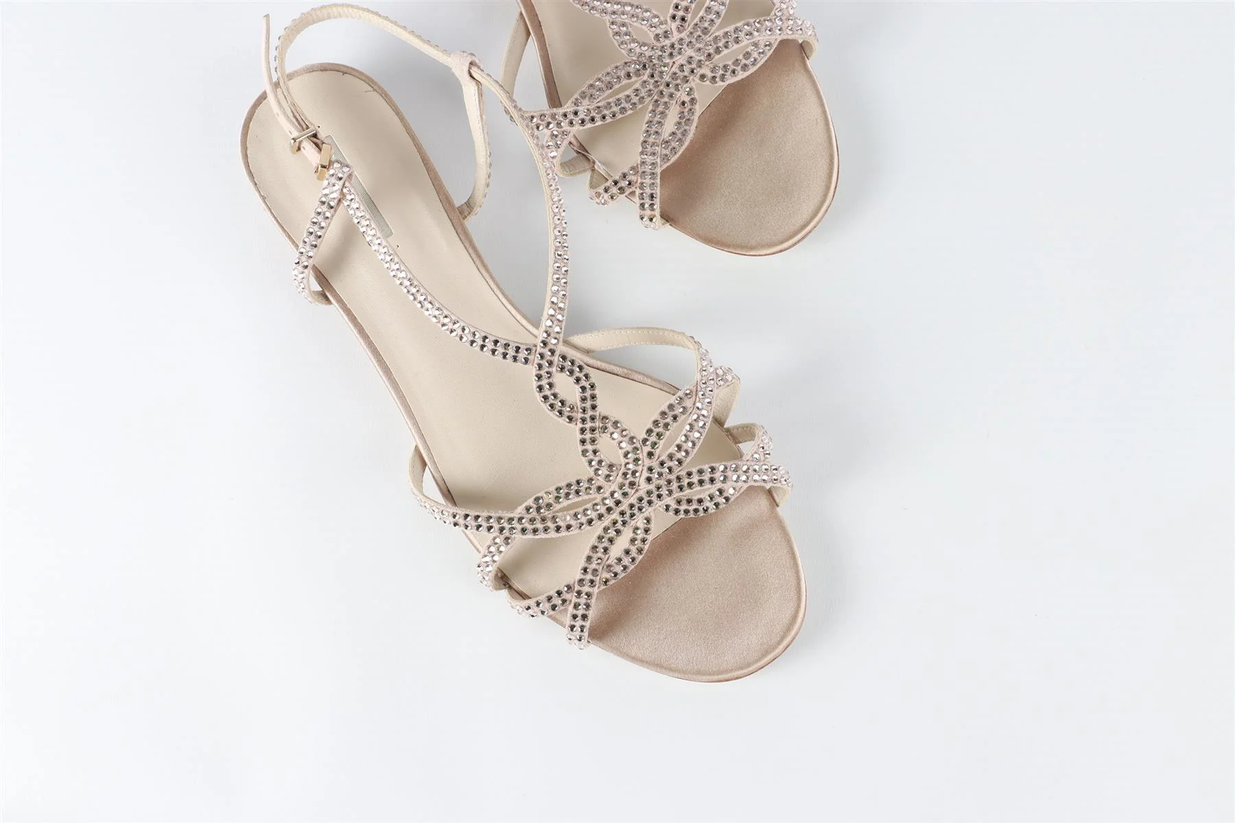 GIORGIO ARMANI SILVER CRYSTAL AND SATIN SANDALS EU 37 UK 4 US 7 - Image 4