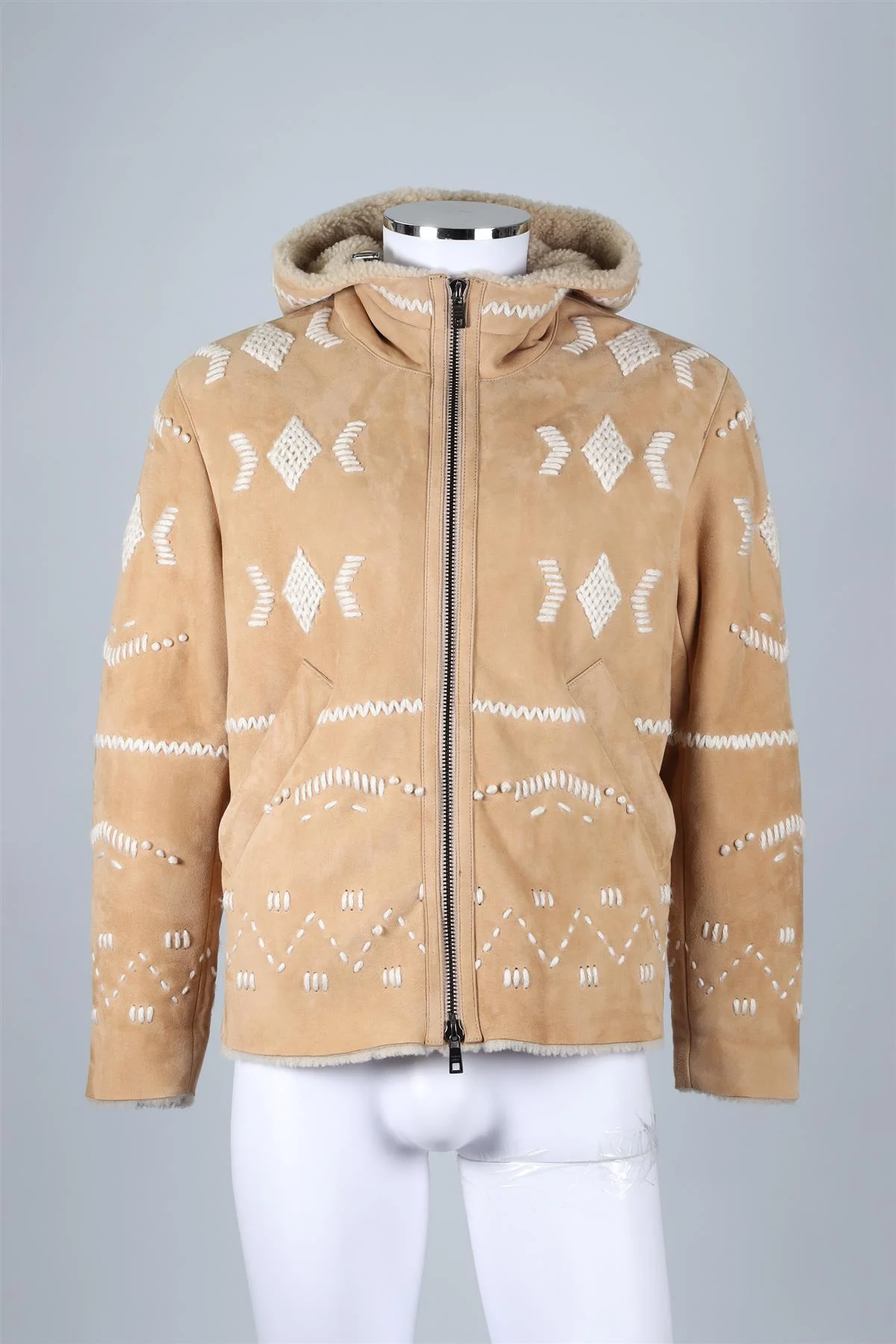 GIORGIO BRATO BEIGE MEN'S SHEARLING AND SUEDE JACKET IT 46 UK 36 - Image 2