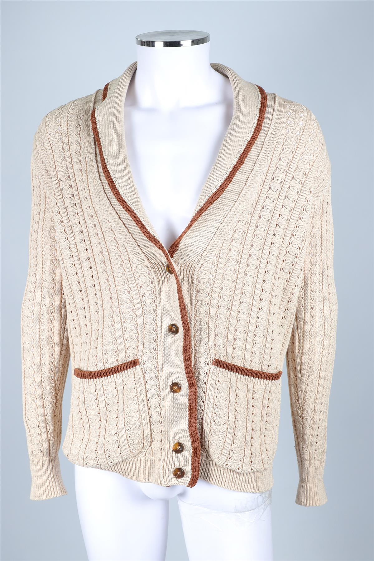 GIULIVA HERITAGE BEIGE MEN'S COTTON CARDIGAN SMALL - Image 2
