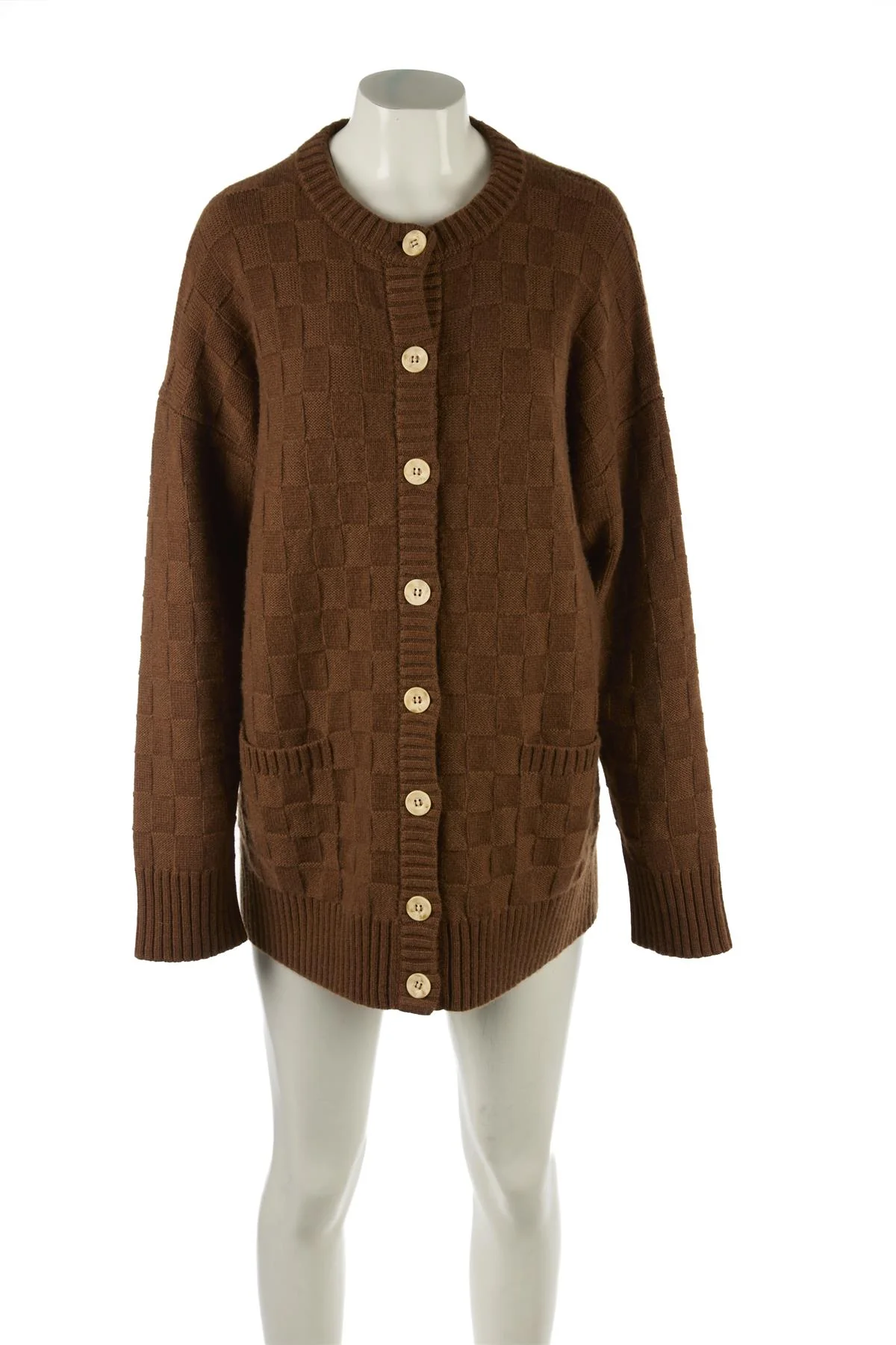 GIULIVA HERITAGE BROWN CASHMERE CARDIGAN SMALL - Image 2
