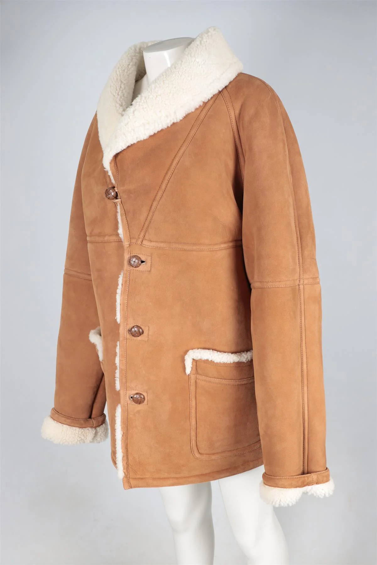 GIULIVA HERITAGE BROWN SHEARLING AND SUEDE JACKET MEDIUM - Image 3