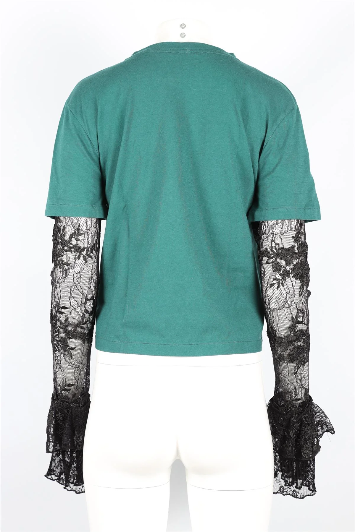 GIUSEPPE DI MORABITO GREEN AND BLACK LACE AND COTTON TOP IT 42 UK 10 - Image 4