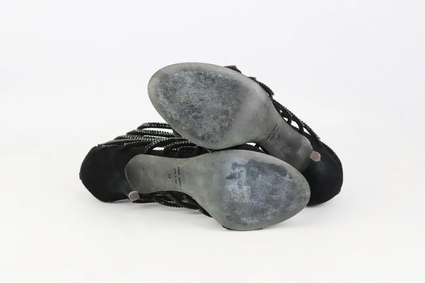 GIUSEPPE ZANOTTI + BALMAIN CRYSTAL EMBELLISHED SUEDE SANDALS EU 38 UK 5 US 8 - Image 5