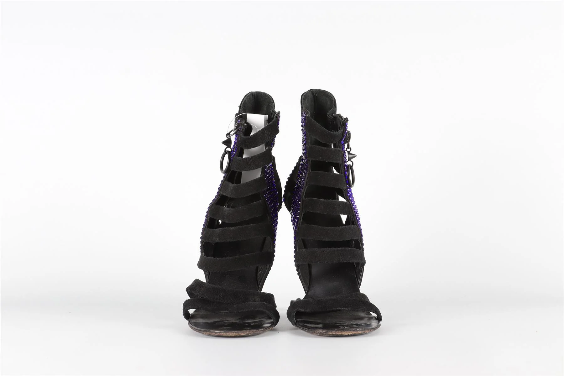 GIUSEPPE ZANOTTI BLACK CRYSTAL AND SUEDE SANDALS EU 38 UK 5 US 8 - Image 3