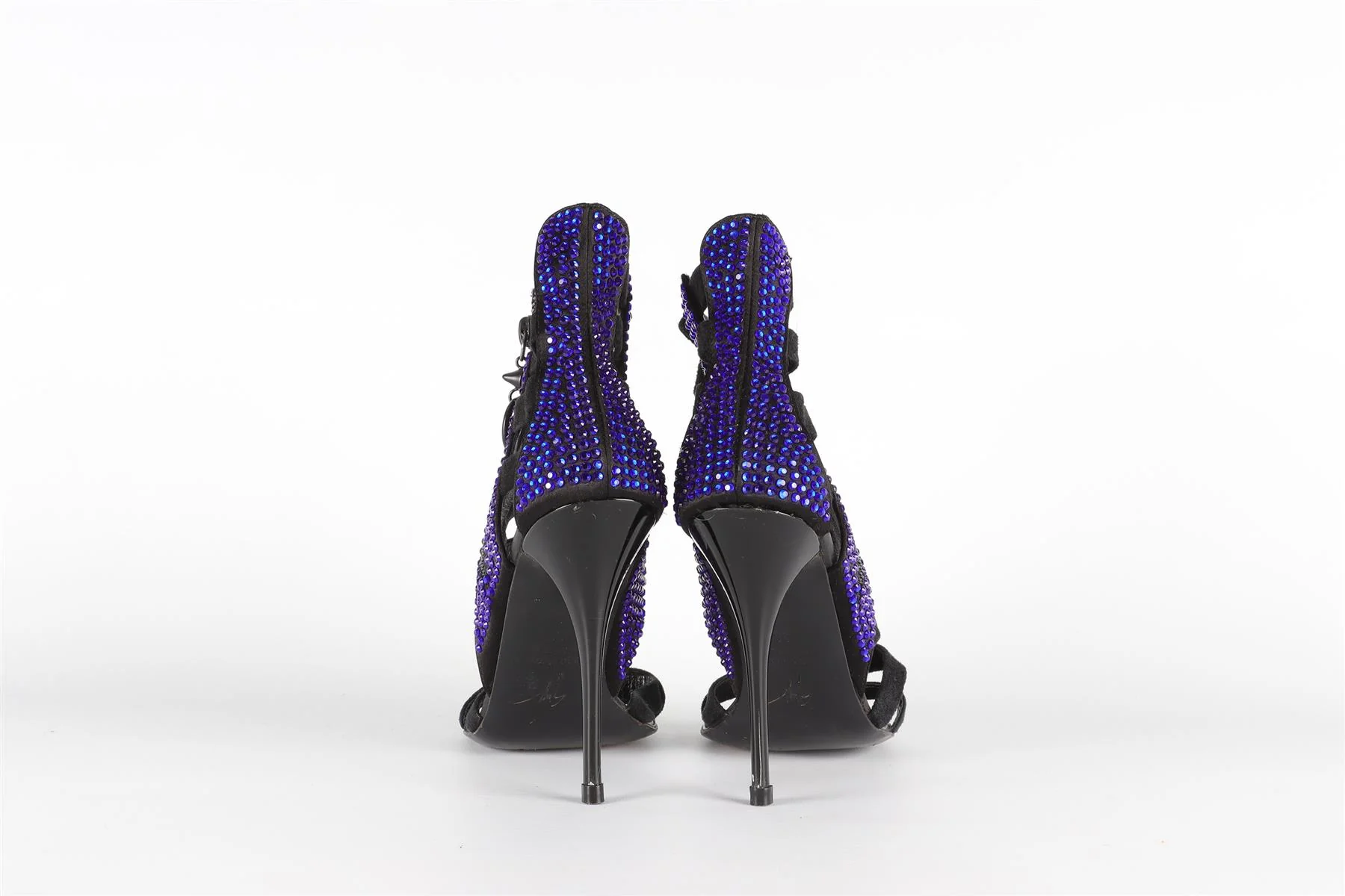 GIUSEPPE ZANOTTI BLACK CRYSTAL AND SUEDE SANDALS EU 38 UK 5 US 8 - Image 5