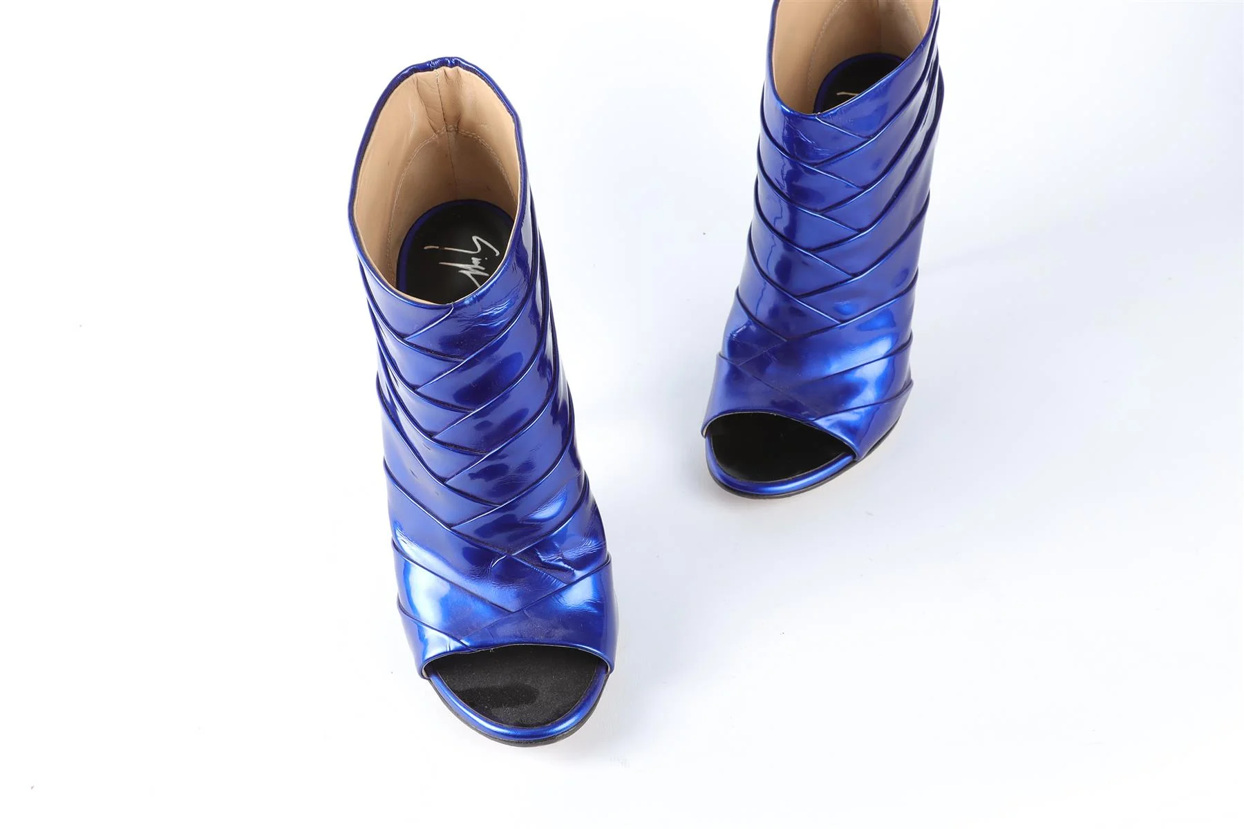 GIUSEPPE ZANOTTI BLUE LEATHER ANKLE BOOTS EU 38.5 UK 5.5 US 8.5 - Image 4