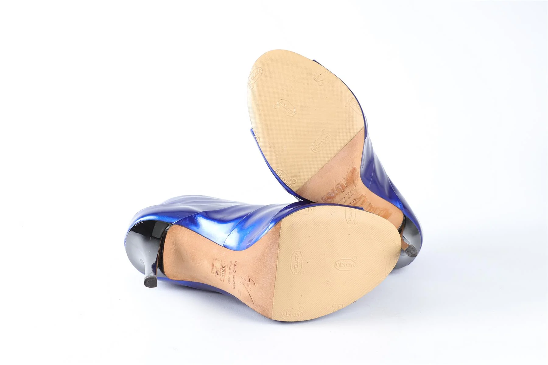 GIUSEPPE ZANOTTI BLUE LEATHER ANKLE BOOTS EU 38.5 UK 5.5 US 8.5 - Image 6