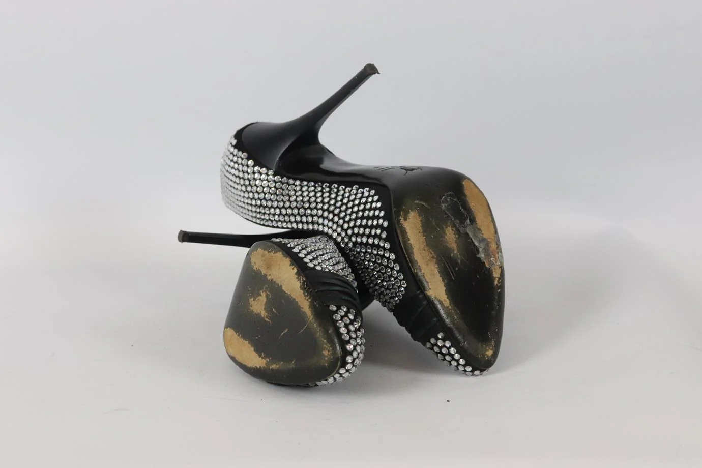 GIUSEPPE ZANOTTI CRYSTAL EMBELLISHED SATIN AND LEATHER PUMPS EU 39 UK 6 US 9 - Image 5