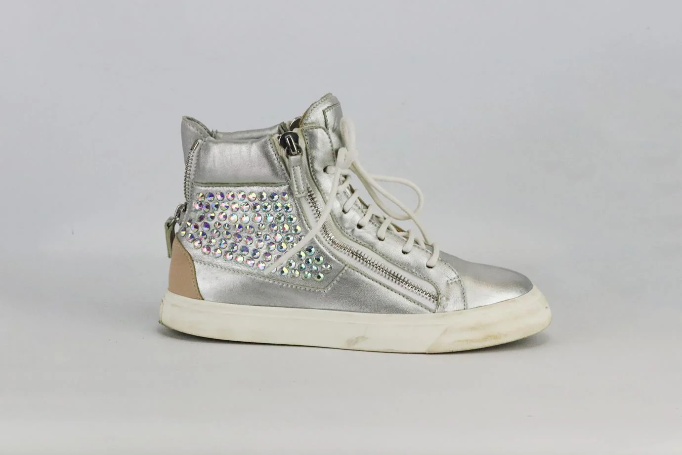 GIUSEPPE ZANOTTI EMBELLISHED LEATHER HIGH TOP SNEAKERS EU 38 UK 5 US 8 - Image 2