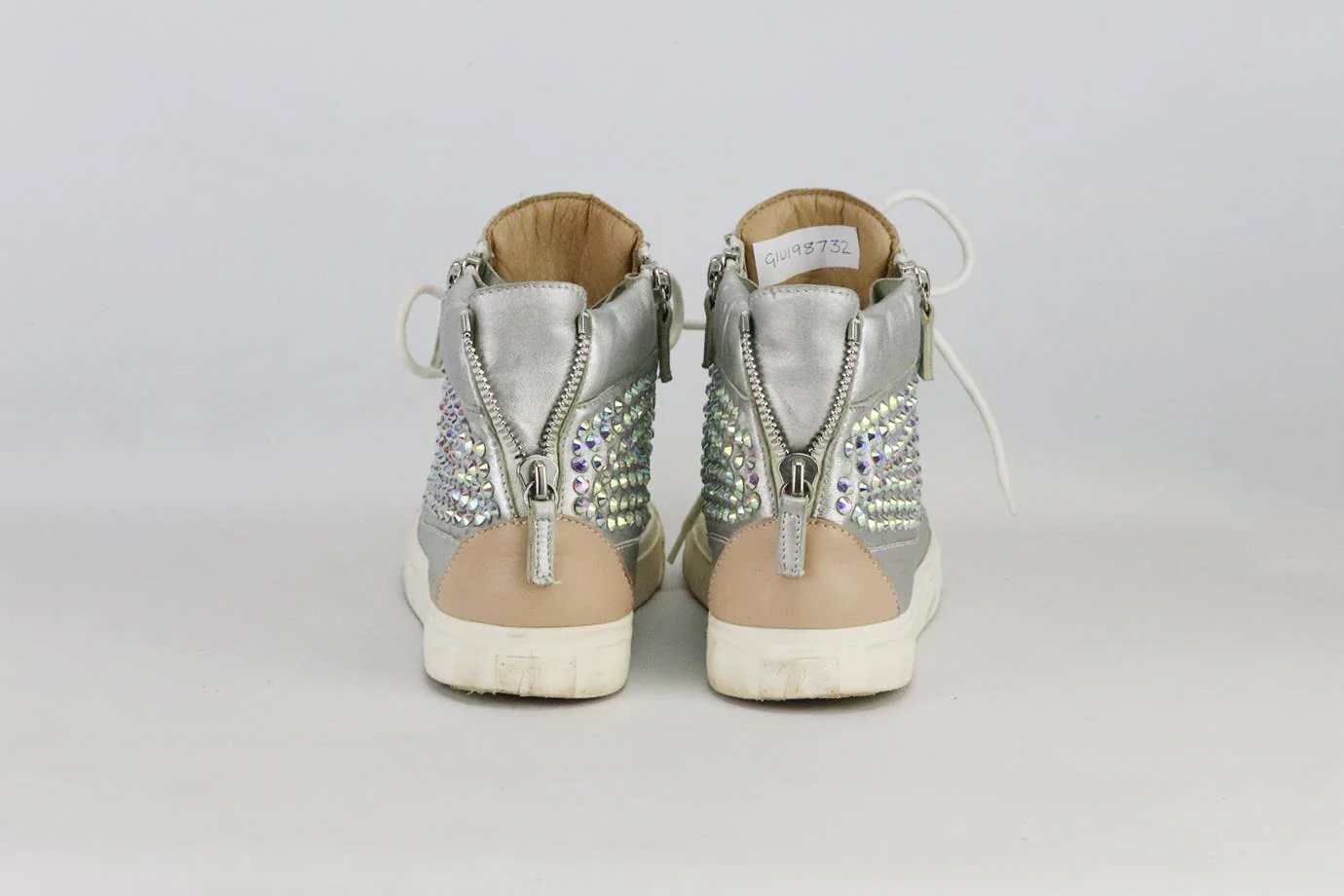 GIUSEPPE ZANOTTI EMBELLISHED LEATHER HIGH TOP SNEAKERS EU 38 UK 5 US 8 - Image 4