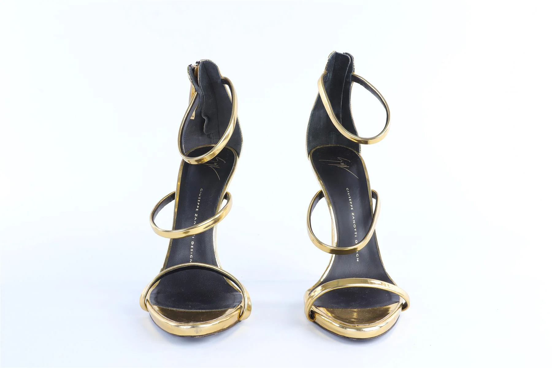GIUSEPPE ZANOTTI GOLD LEATHER SANDALS - Image 3