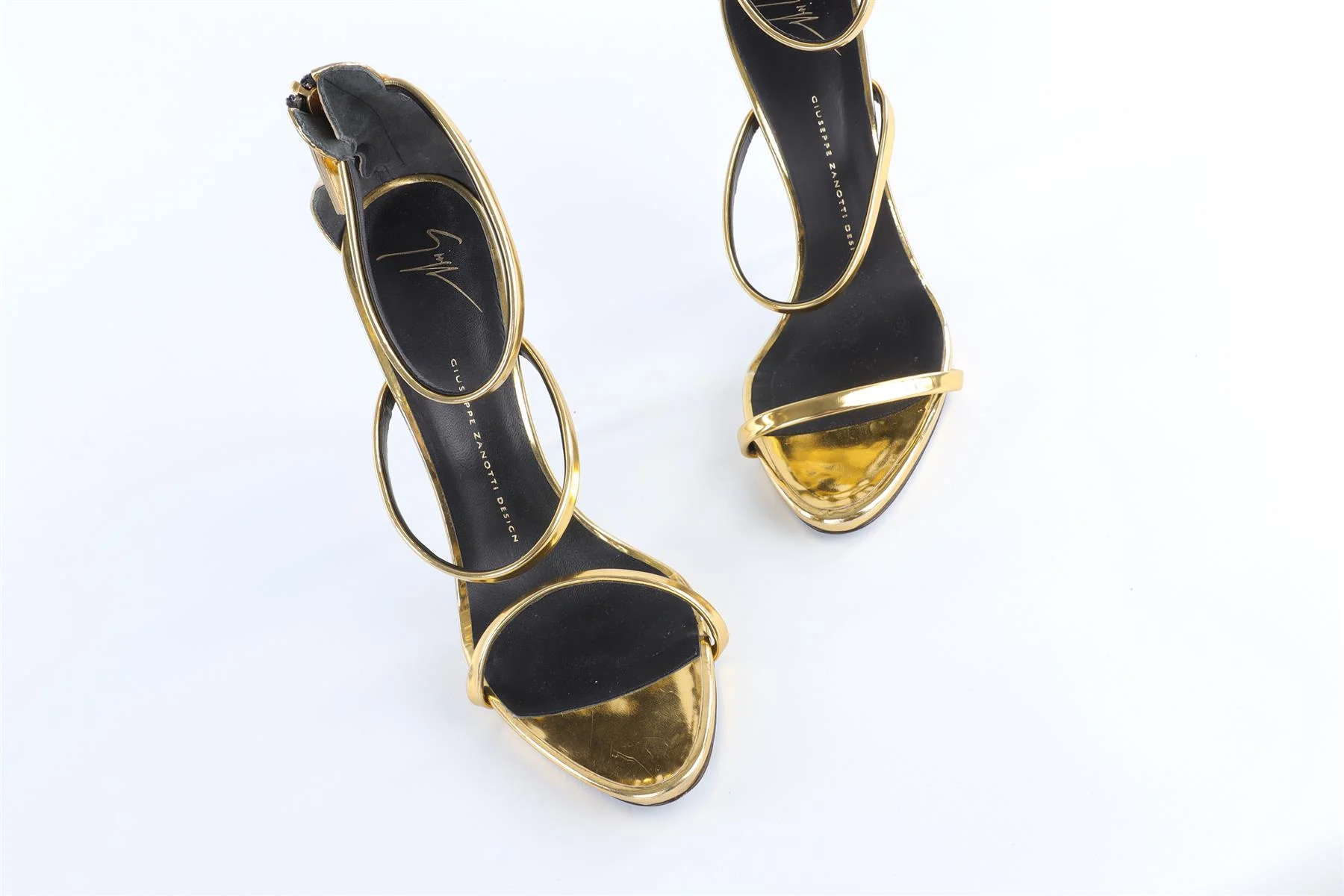 GIUSEPPE ZANOTTI GOLD LEATHER SANDALS - Image 4