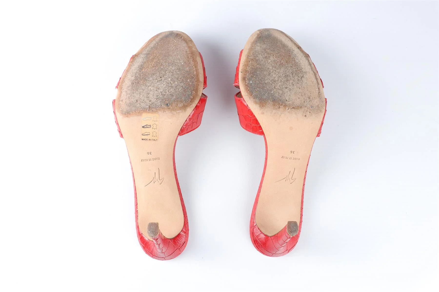 GIUSEPPE ZANOTTI RED LEATHER MULES EU 36 UK 3 US 6 - Image 6