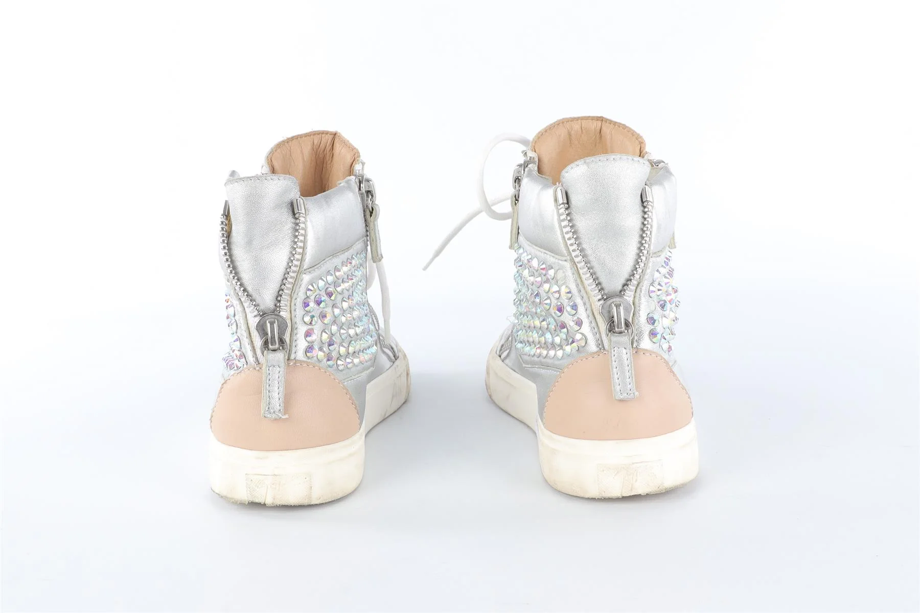 GIUSEPPE ZANOTTI SILVER LEATHER HIGH TOP SNEAKERS EU 38 UK 5 US 8 - Image 5
