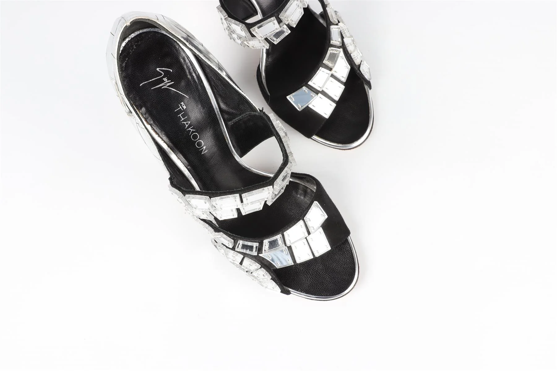 GIUSEPPE ZANOTTI + THAKOON BLACK SUEDE SANDALS EU 39.5 UK 6.5 US 9.5 - Image 4