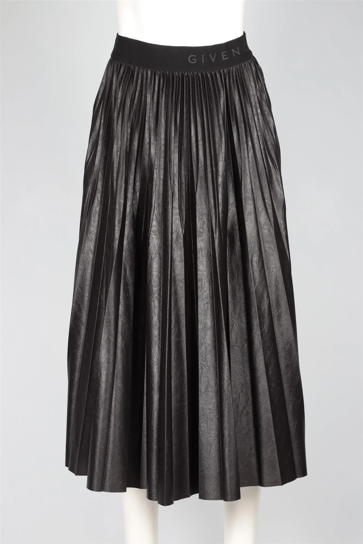 GIVENCHY BLACK FAUX LEATHER MIDI SKIRT FR 36 UK 8 - Image 2