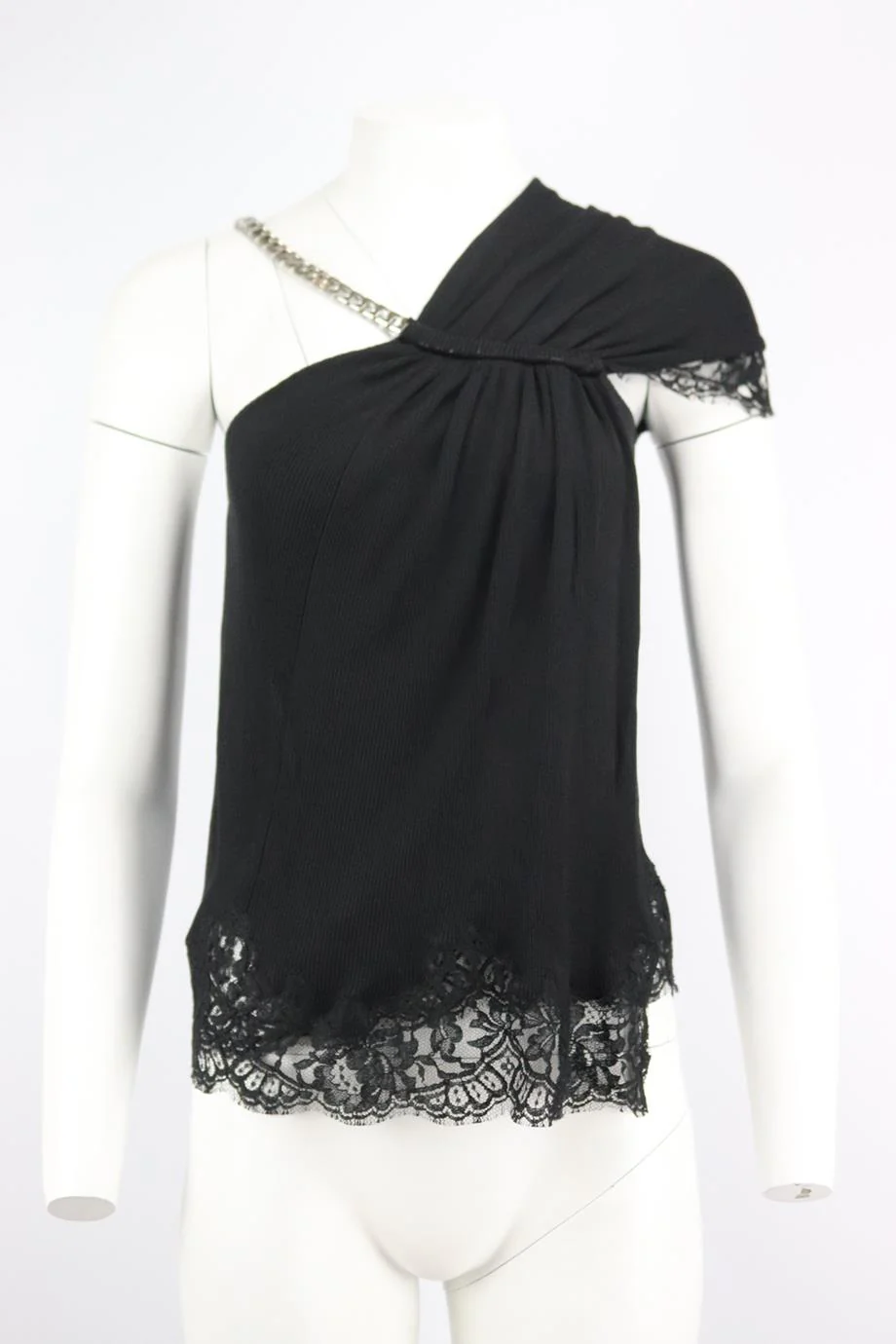 GIVENCHY LACE TRIMMED RIBBED KNIT TOP SMALL - Image 2