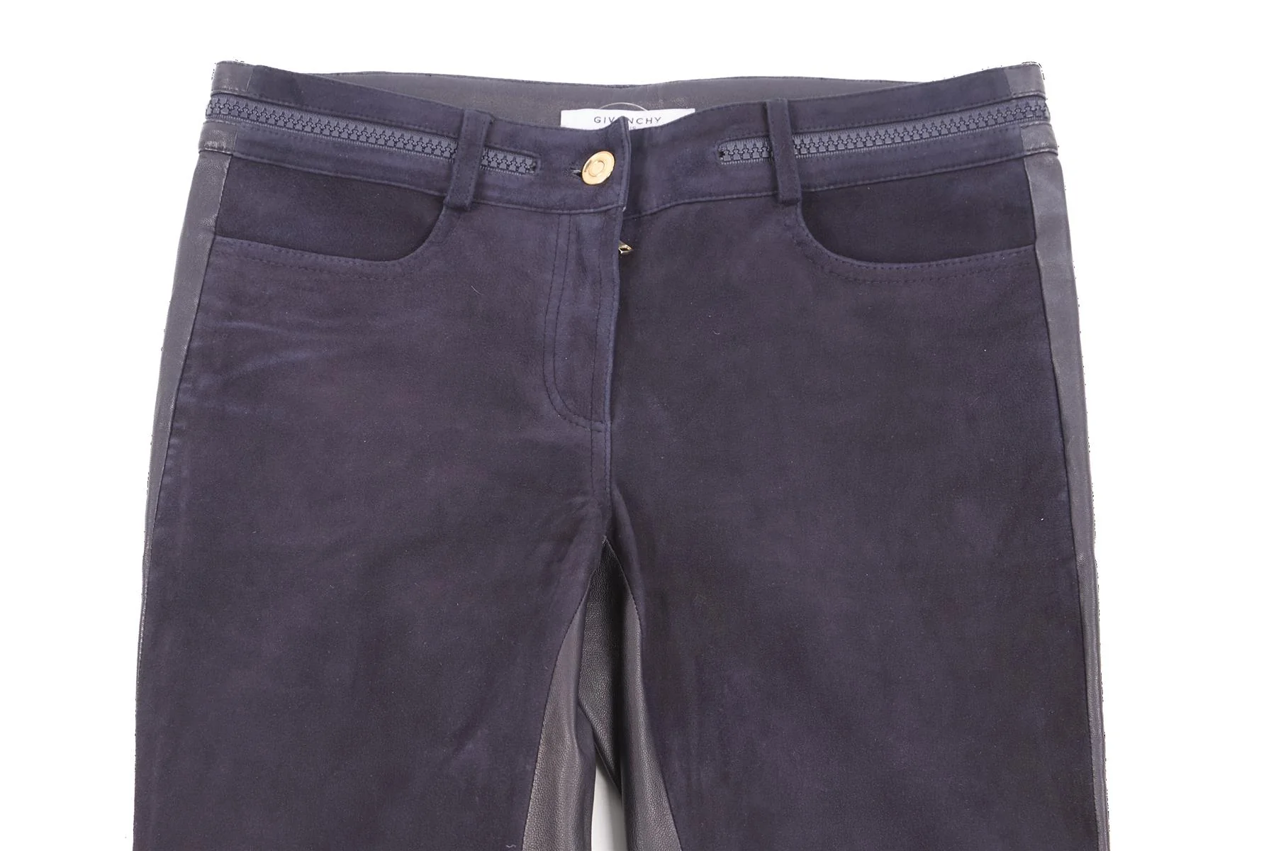 GIVENCHY NAVY LEATHER SKINNY PANTS FR 36 - Image 3