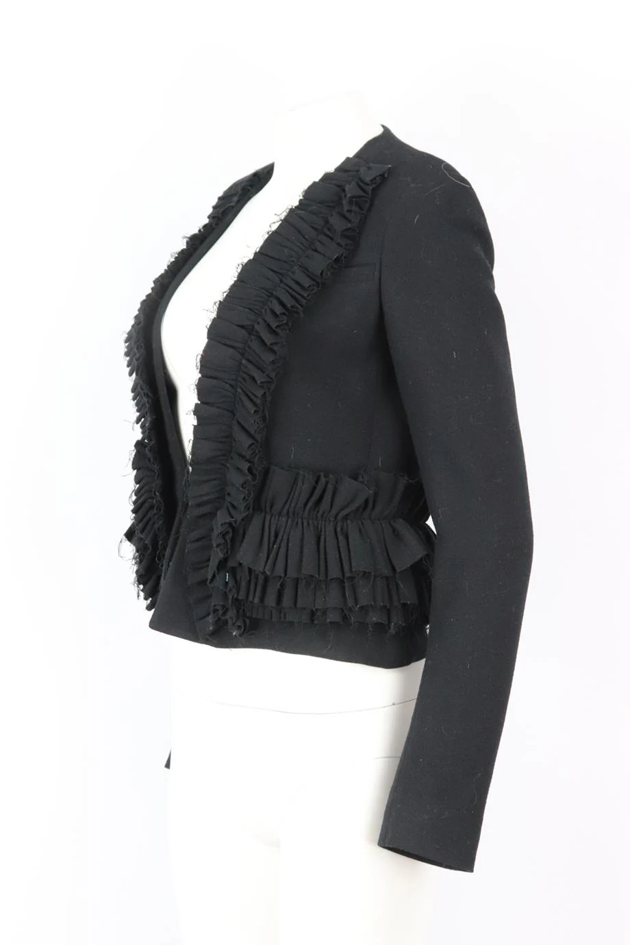 GIVENCHY RUFFLED WOOL BLEND JACKET FR 38 UK 10 - Image 3