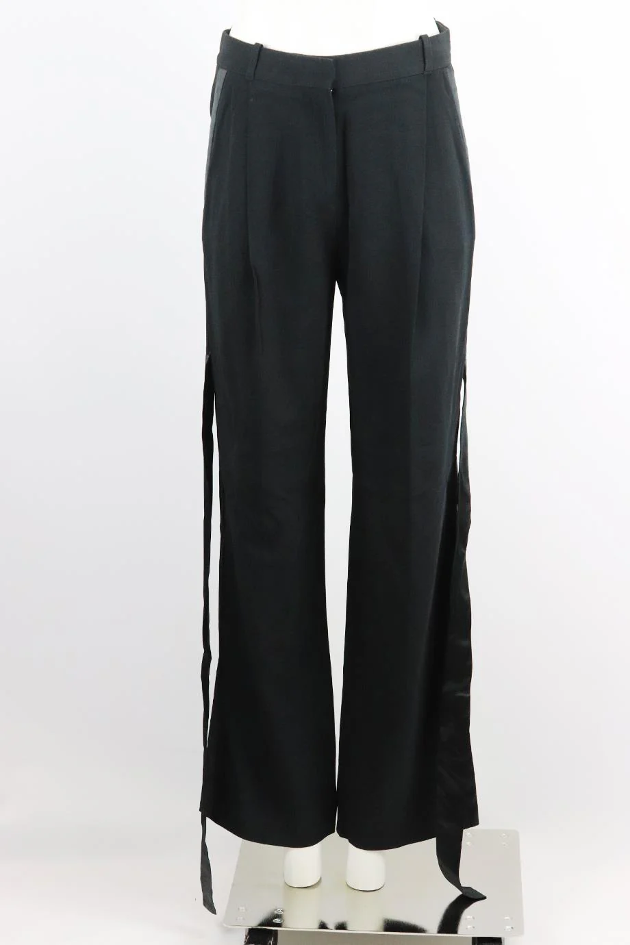 GIVENCHY SATIN TRIMMED WOVEN WIDE LEG PANTS FR 34 UK 6 - Image 2