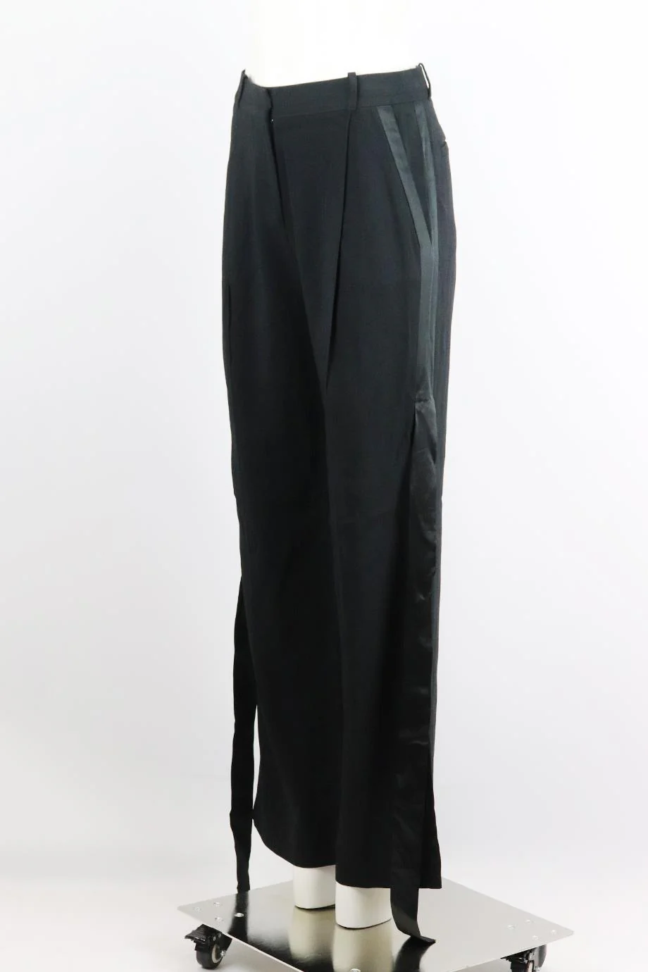 GIVENCHY SATIN TRIMMED WOVEN WIDE LEG PANTS FR 34 UK 6 - Image 3