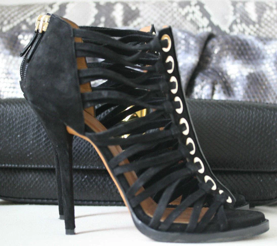 GIVENCHY ZENAIDE EYELET EMBELLISHED SUEDE SANDALS EU 38.5 UK 5.5 US 8.5 - Image 3