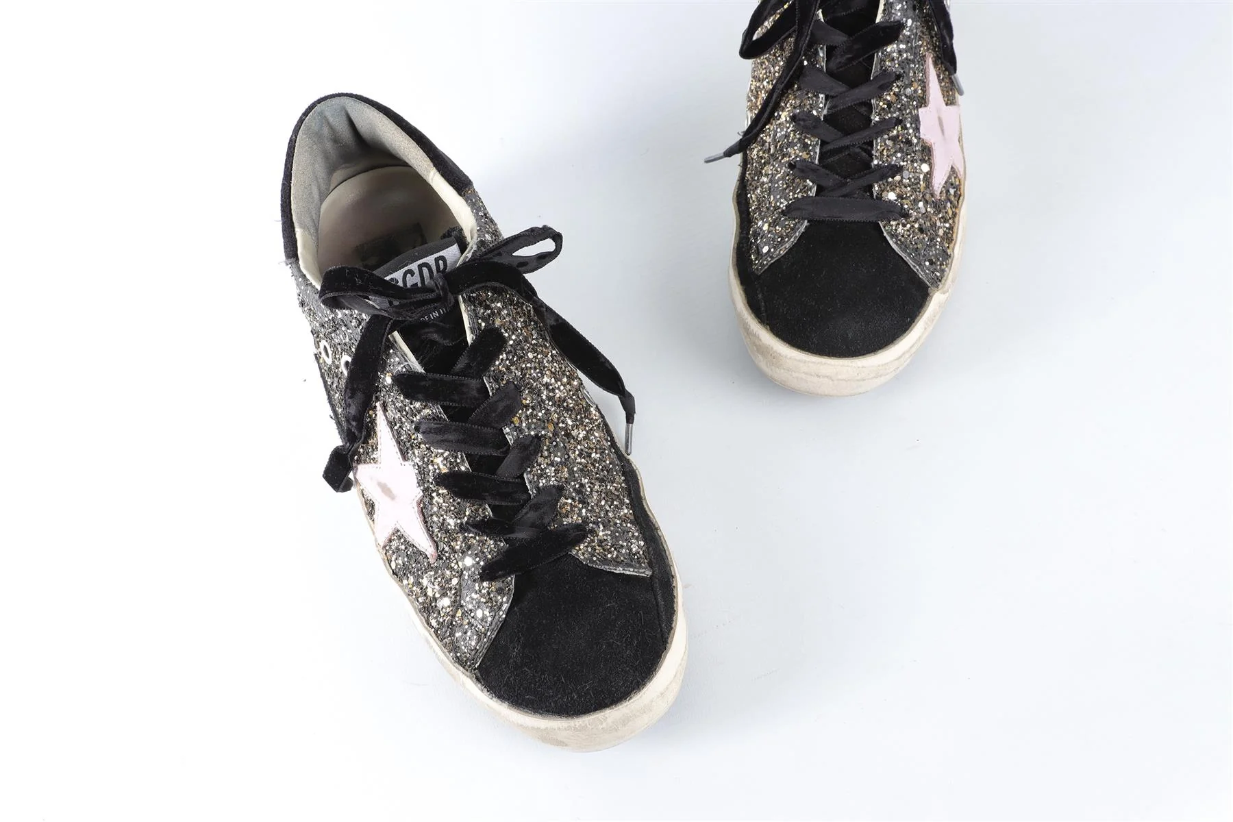 GOLDEN GOOSE DELUXE BRAND BLACK SUPERSTAR GLITTER SNEAKERS EU 38 UK 5 US 8 - Image 4