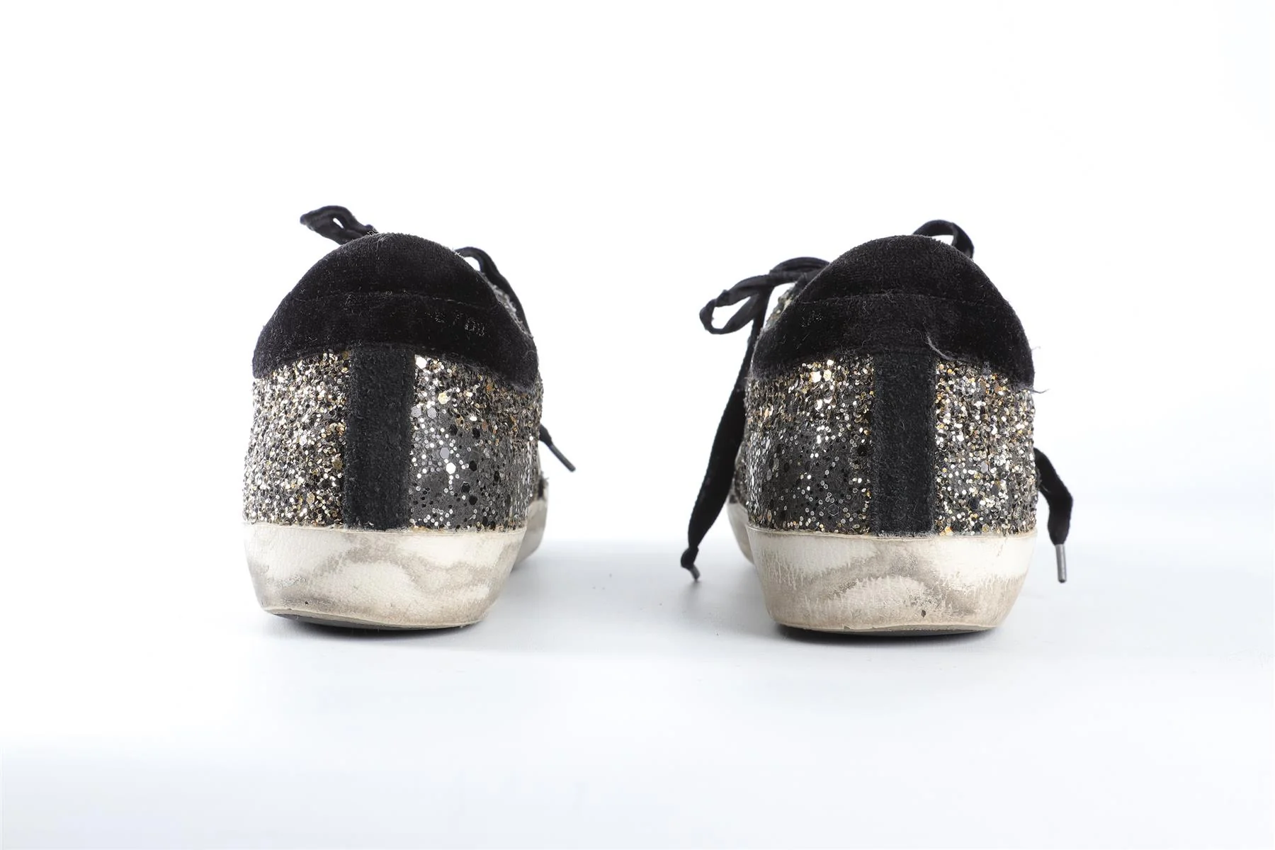 GOLDEN GOOSE DELUXE BRAND BLACK SUPERSTAR GLITTER SNEAKERS EU 38 UK 5 US 8 - Image 5